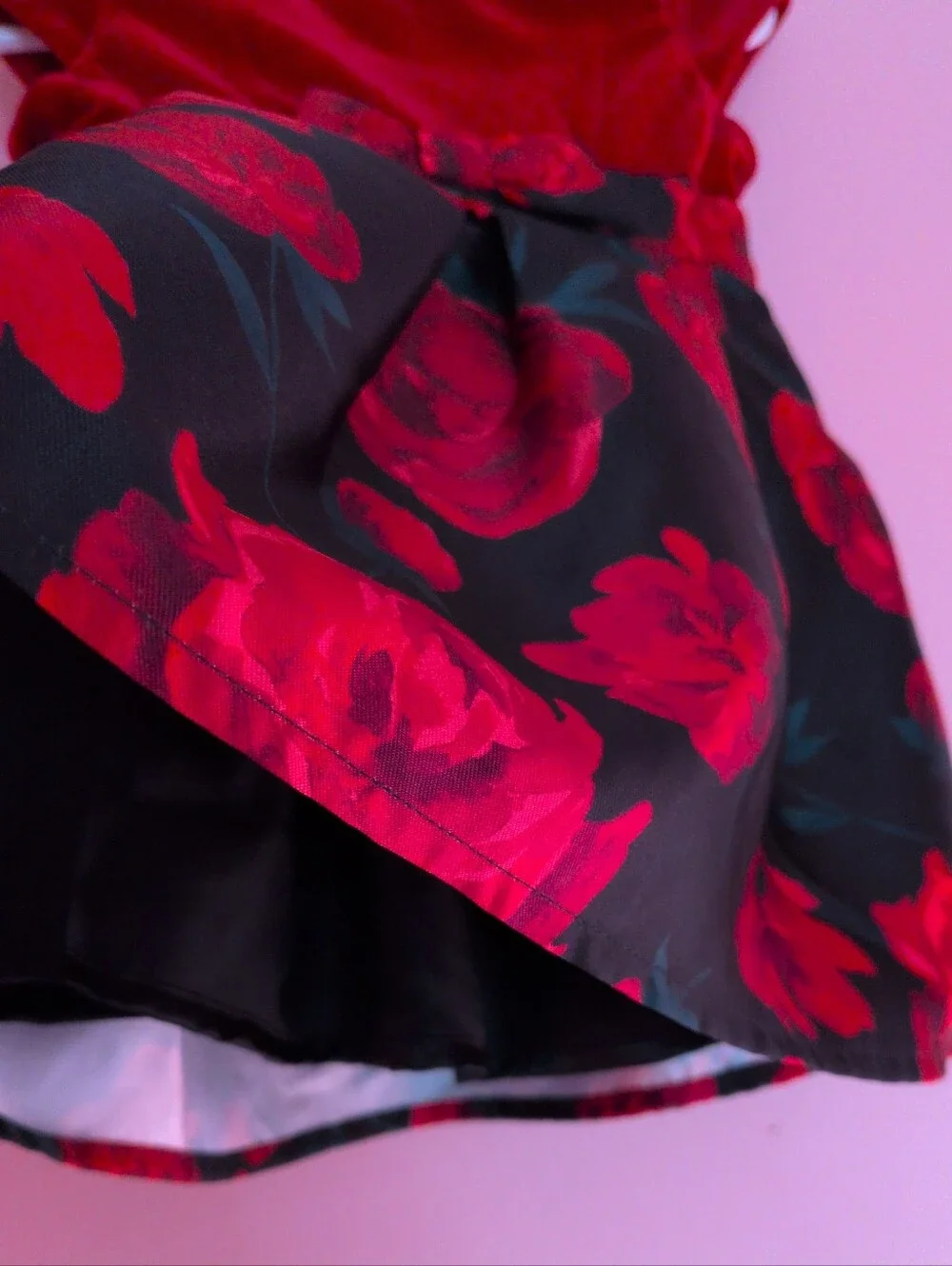 Children's Place Beautiful Red Roses Velour Detail Floral Baby Girl Dress